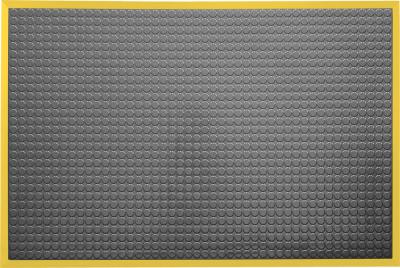 ESD Anti-Fatigue Floor Mat with 2,5 cm Yellow Bevel | Infinity Smooth ESD | Black | 90 x 120 cm | Grounding Cord + Snap (15')